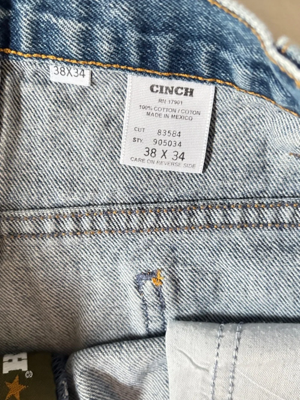 Cinch Jeans Mens 38x34 Straight Leg Blue Denim Western Cowboy Workwear